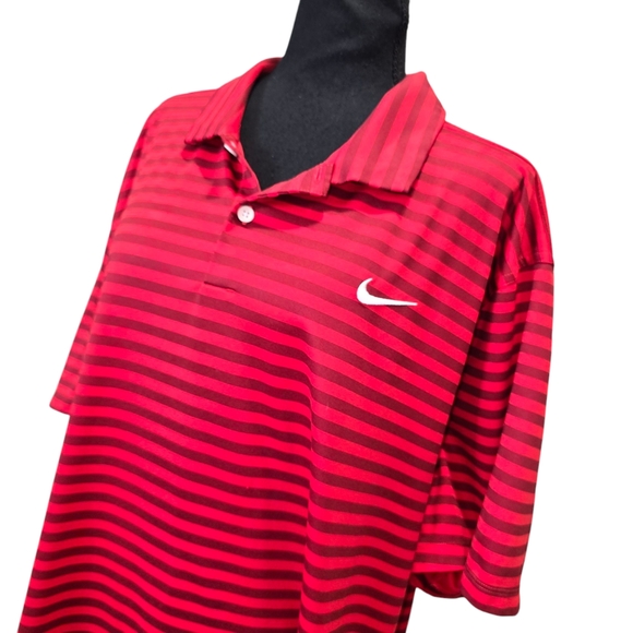 NWOT Nike Men's Polo Red Dri- Fit Striped Short Sleeve Sz 3XL - Picture 8 of 10